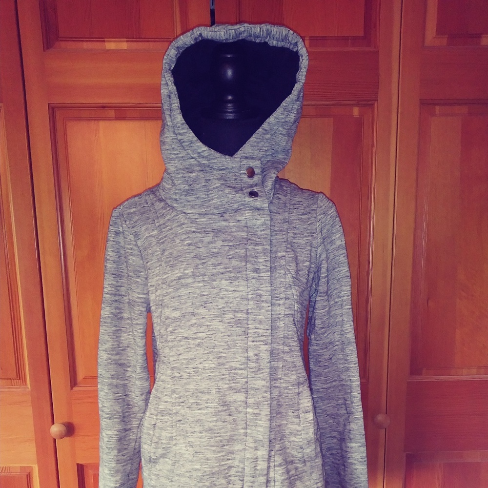Heather gray hooded sweatshirt jacket, Sebby; sz S